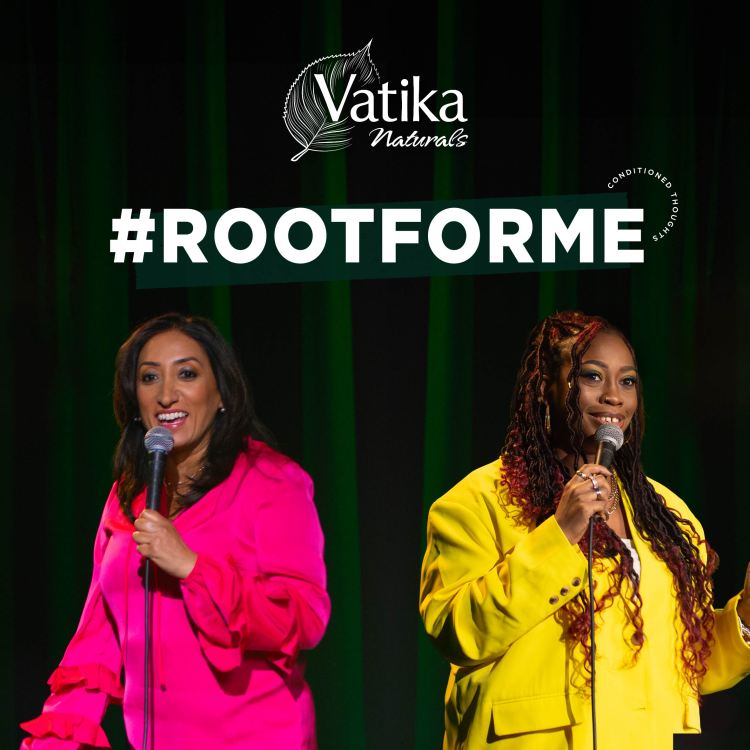 Vatika Naturals Root For Me campaign image featuring Shazia Mirza and Sikisa Bostwick Barnes